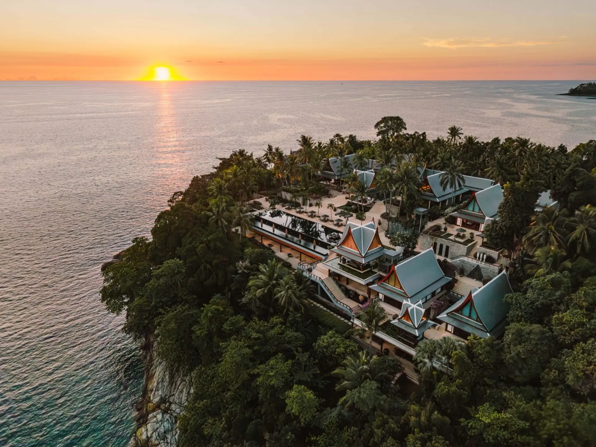 Chandara Estate headland at sunset over the Andaman Sea