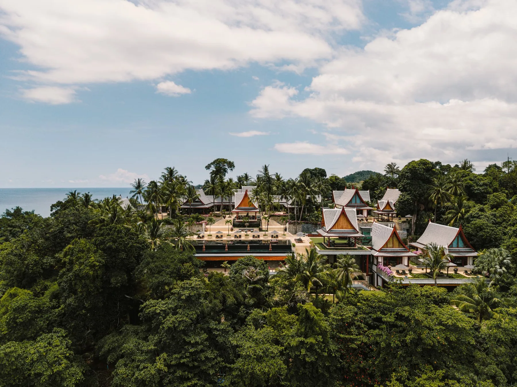 Chandara Estate framed by jungle with the Andaman Sea beyond